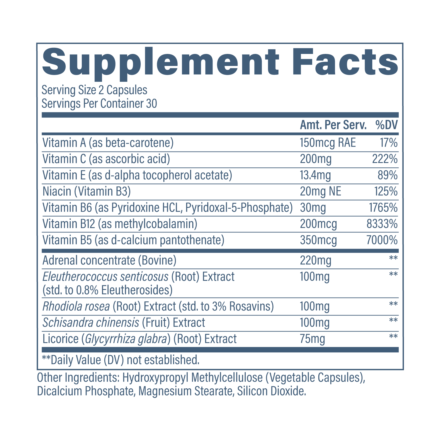 Revive AdrenalCORE Supplement Facts