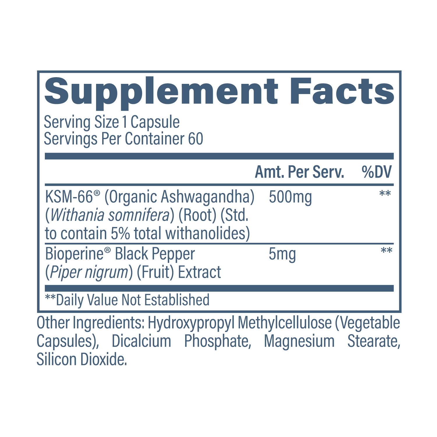 Ashwagandha KSM 66 Supplement facts