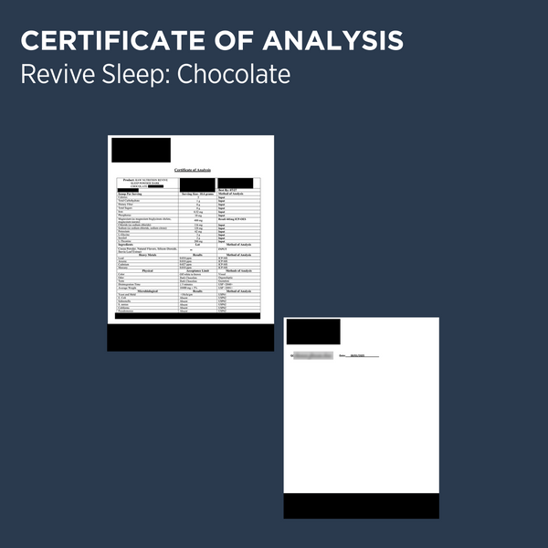 Revive Sleep Chocolate COA