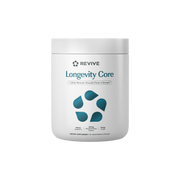 Supplement container labeled 'Longevity Core' by Revive on a white background