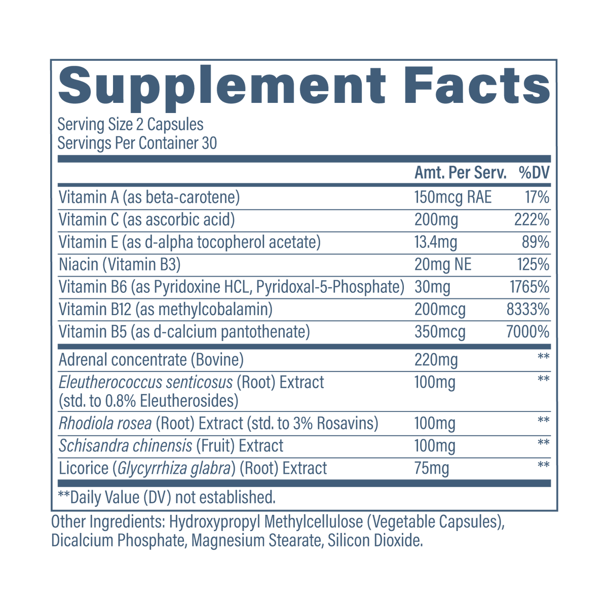 Revive AdrenalCORE Supplement Facts