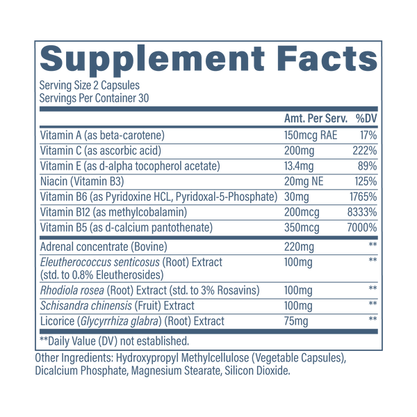 Revive AdrenalCORE Supplement Facts
