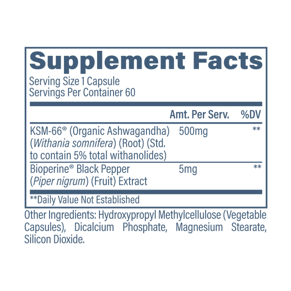 Ashwagandha KSM 66 Supplement facts