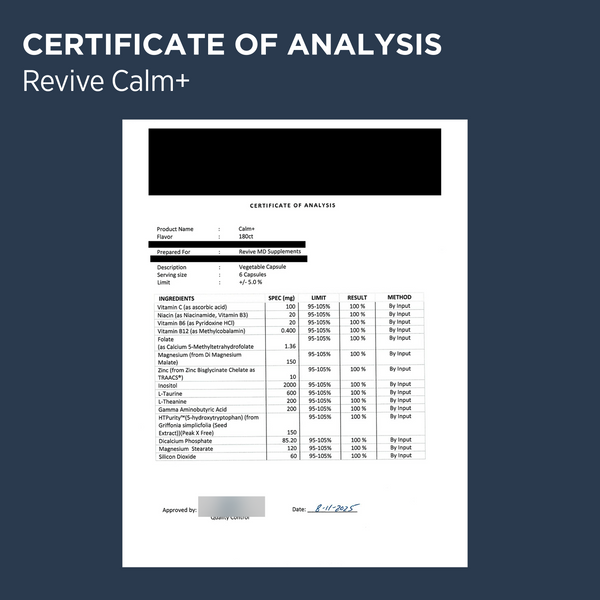 Revive Calm+ COA