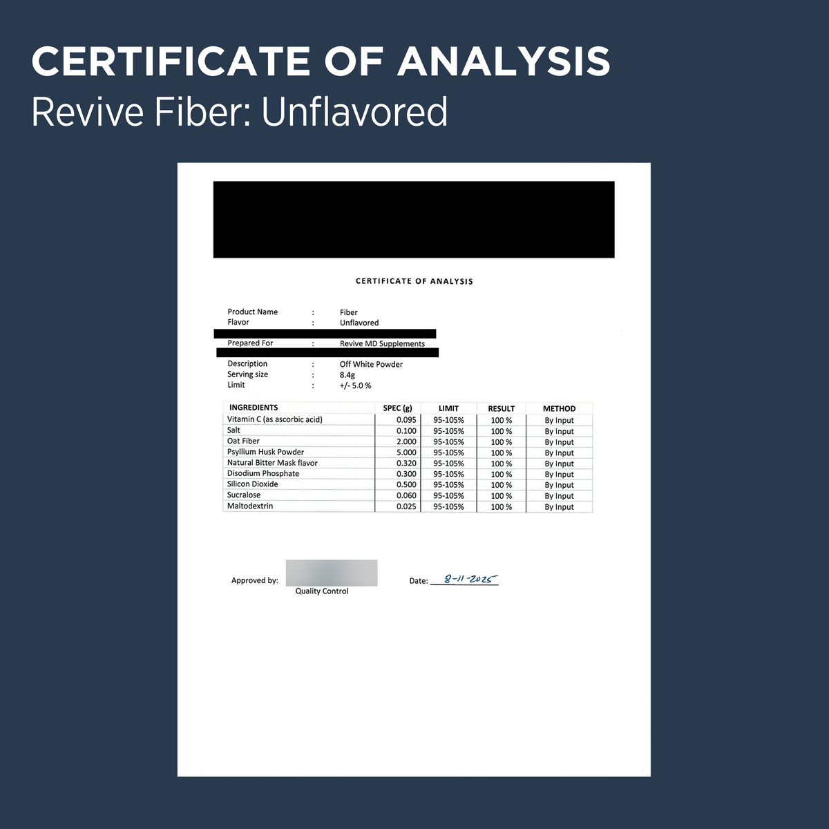 Revive Fiber Unflavored COA