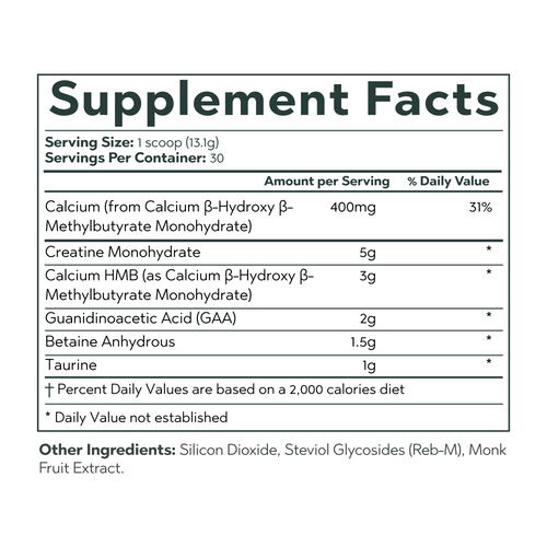 Supplement facts label with detailed nutritional information on a white background