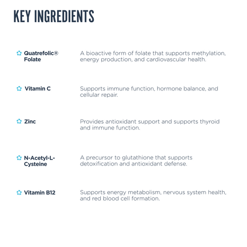 List of key ingredients with their functions on a white background.