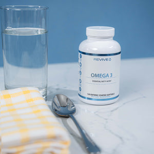 Our Omega 3 fish oil pills are rich in essential fatty acids, which we must consume through supplementation as we cannot produce them on our own.
